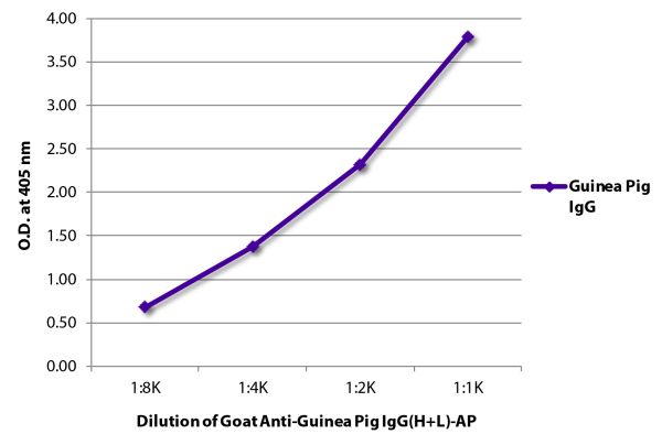 ELISA plate was coated with purified guinea pig IgG.  Immunoglobulin was detected with Goat Anti-Guinea Pig IgG(H+L)-AP (SB Cat. No. 6090-04).