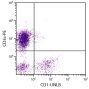 Porcine peripheral blood lymphocytes were stained with Mouse Anti-Porcine CD1-UNLB (SB Cat. No. 4500-01) and Mouse Anti-Porcine CD3ε-PE (SB Cat. No. 4510-09) followed by Goat Anti-Mouse IgG<sub>2a</sub>, Human ads-FITC (SB Cat. No. 1080-02).